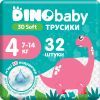 Підгузки Dino Baby 3D Soft 4 розмір (7-14 кг) 128 шт (4 упаковки по 32 шт) (4820204701703) зображення 3