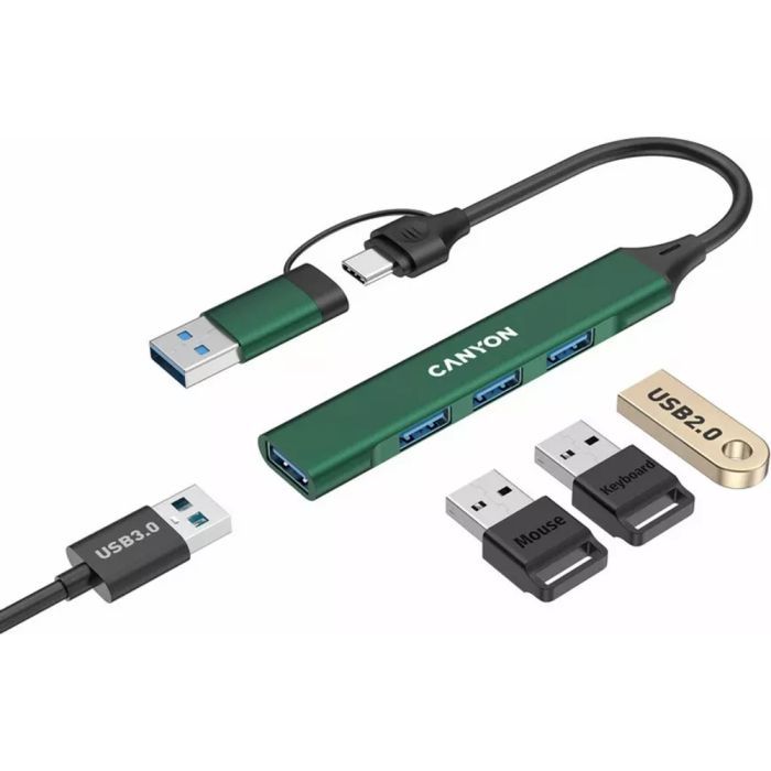 Концентратор Canyon hub DS-02 4in1 USB-A/C Green (CNS-TDS02GR) зображення 3