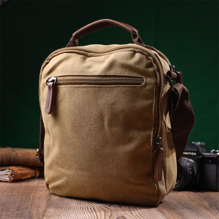 Сумка Vintage Вертикальна з текстилю Пісочна (22239) зображення 10