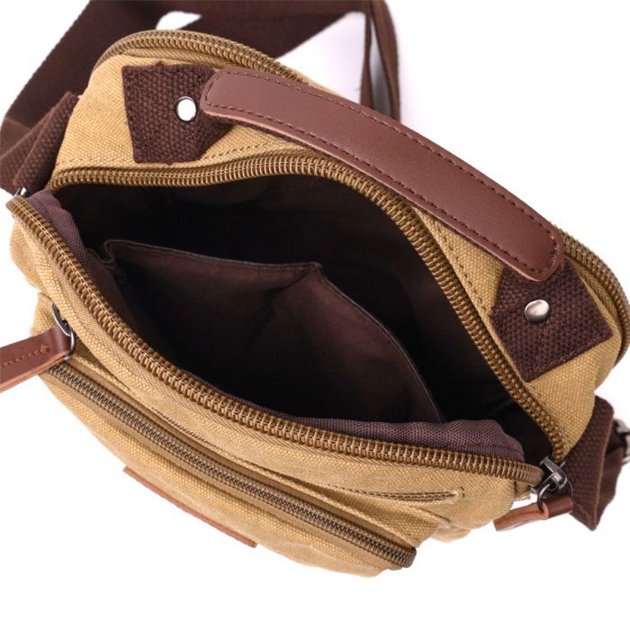 Сумка Vintage Вертикальна з текстилю Пісочна (22239) зображення 6