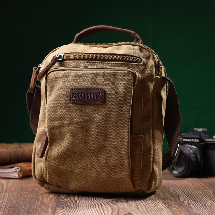 Сумка Vintage Вертикальна з текстилю Пісочна (22239) зображення 9