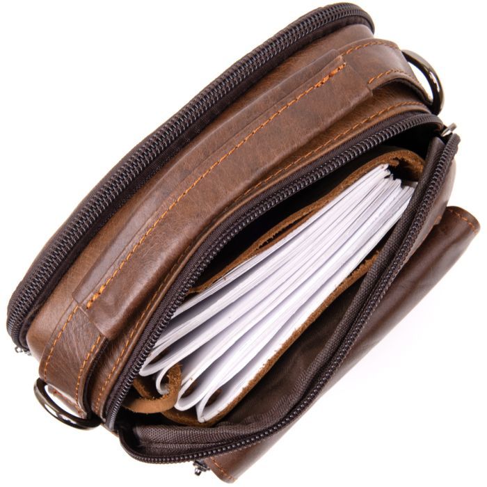 Сумка Vintage На два отделения Коричневая (20396) изображение 5