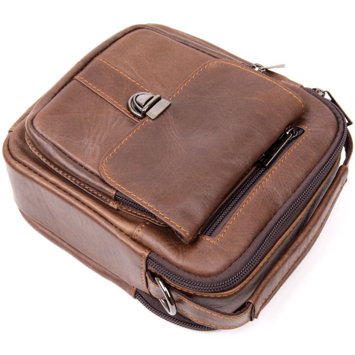 Сумка Vintage На два отделения Коричневая (20396) изображение 6