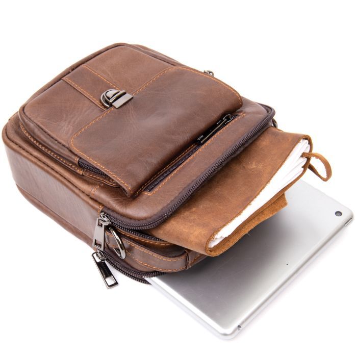 Сумка Vintage На два отделения Коричневая (20396) изображение 7