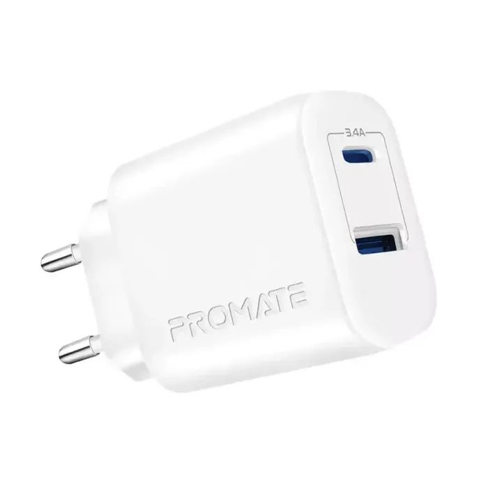 Зарядний пристрій Promate biplug-2.white