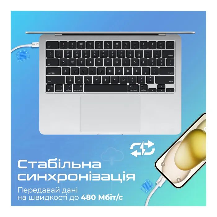Дата кабель USB-C to Lightning 1.2m Promate (ecoline-ci120.white) изображение 4