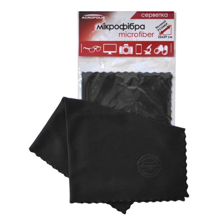 Салфетки Acropolis A-90/12 microfiber 29*22см black, поштучно (A90-12BK) изображение 3