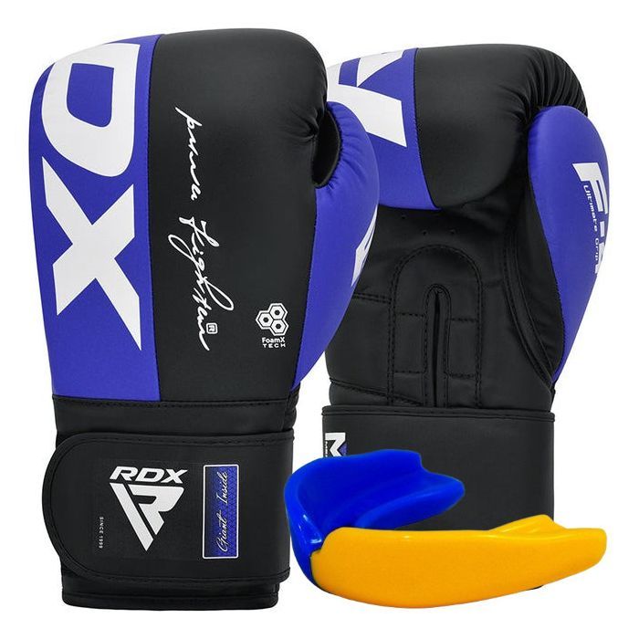 Боксерские перчатки RDX F4 Boxing Sparring Gloves Hook & Loop Blue/Black 10 унцій (BGR-F4U-10OZ)