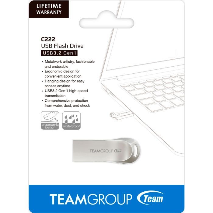 USB флеш накопитель Team 32GB C222 Silver USB 3.2 (TC222332GS01) изображение 6