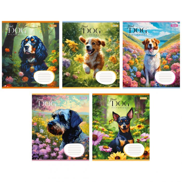 Тетрадь 1 вересня Floral dog А5 24 листов клетка (767002)