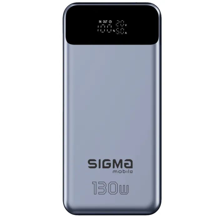 Батарея универсальная Sigma X-power SI30A7QLX 30000mAh, PD/130W, LED, cable 100w, silver (4827798479117)
