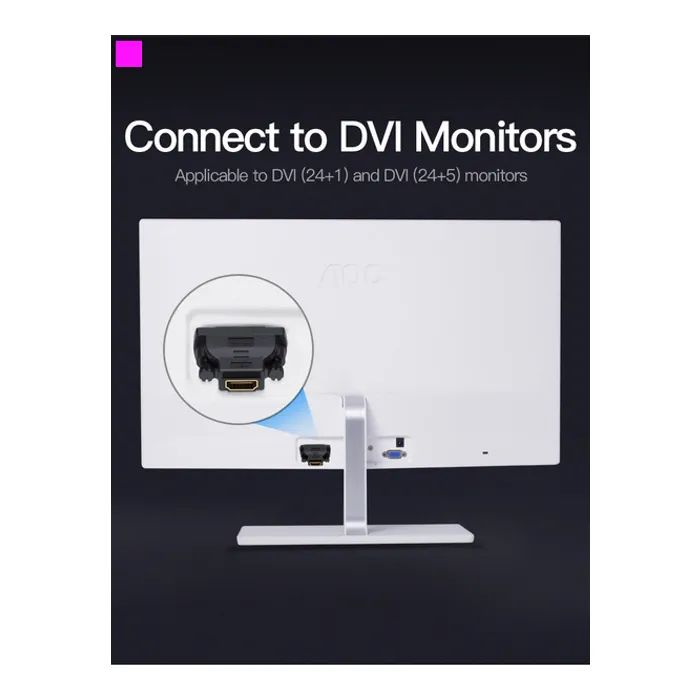 Переходник DVI(24+1) Male to HDMI Female black Vention (ECDB0) изображение 6