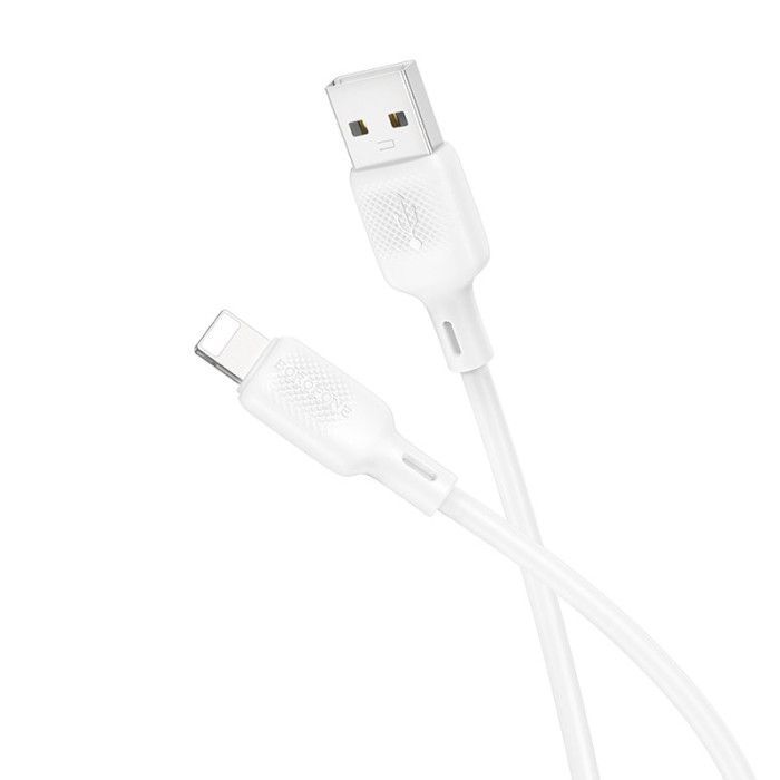 Дата кабель USB 2.0 AM to Lightning 1.0m Lenny silicone BX113 white BOROFONE (6941991115400)