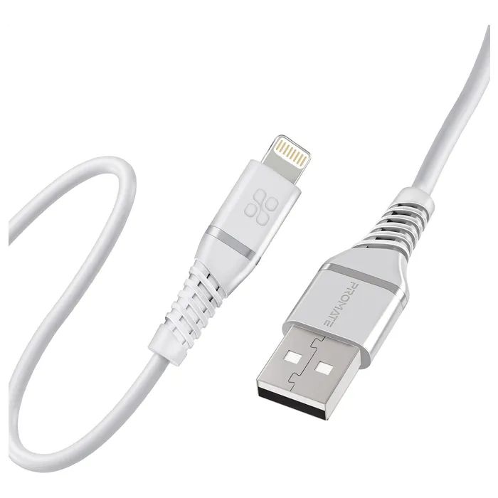 Дата кабель USB 2.0 AM to Lightning 1.2m 2.4A MFi PowerLine-Ai120 white Promate (powerline-ai120.white)