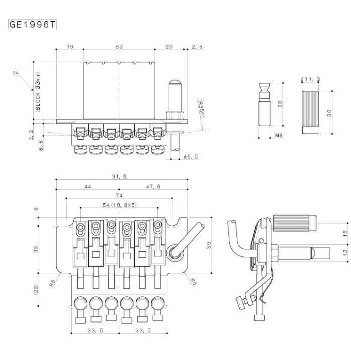Бридж для гітари Gotoh GE1996T(33) CK зображення 7