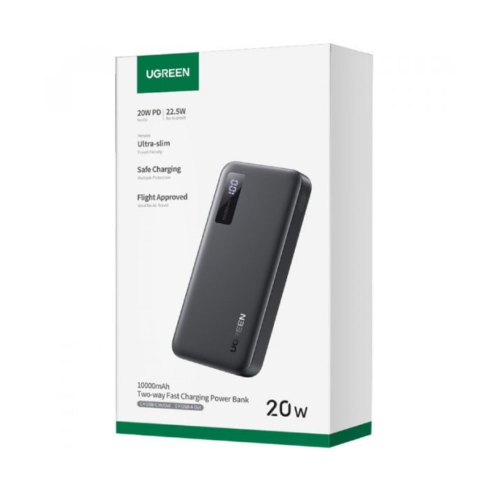 Батарея універсальна Ugreen 10000mAh 20W PD, QC/3.0, USB-A, USB-C Black (PB311) (25742) зображення 3