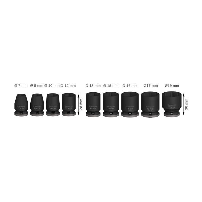 Набор головок Bosch Professional ударных торцевых Standart 9шт, 3/8", 30мм (2.608.003.036) изображение 3