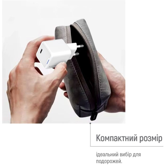 Зарядное устройство ColorWay C101D GaN Mini 20W PD PPS USB-C + cable USB-C to Lightning white (CW-CHS059PDL-WT) изображение 11