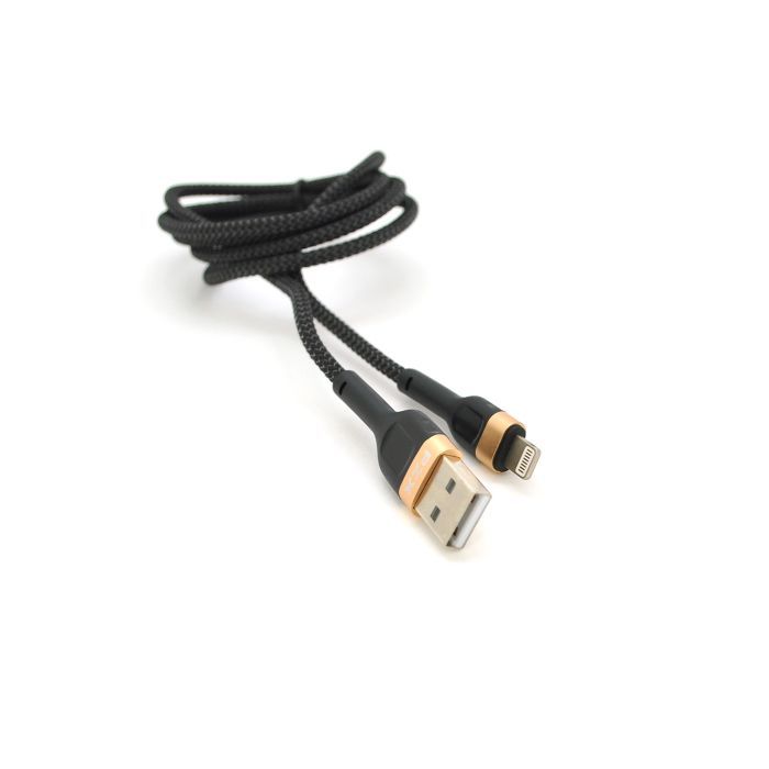 Дата кабель USB 2.0 AM to Lightning 1.0m 3.0A black gold PZX (V-165) изображение 2