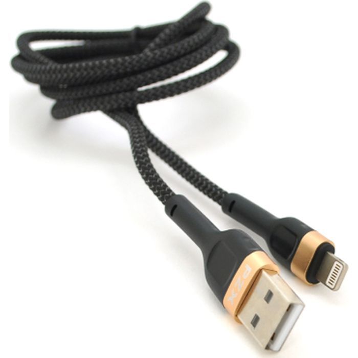 Дата кабель USB 2.0 AM to Lightning 1.0m 3.0A black gold PZX (V-165) зображення 2