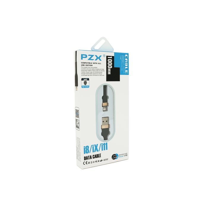 Дата кабель USB 2.0 AM to Lightning 1.0m 3.0A black gold PZX (V-165) изображение 3
