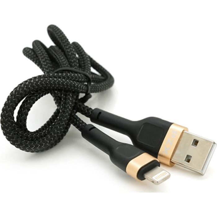 Дата кабель USB 2.0 AM to Lightning 1.0m 3.0A black gold PZX (V-165) зображення 3