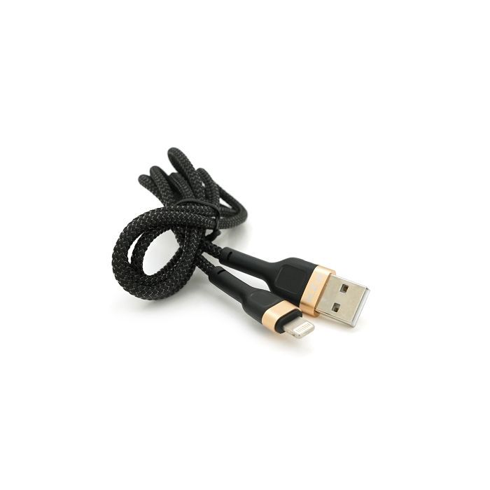 Дата кабель USB 2.0 AM to Lightning 1.0m 3.0A black gold PZX (V-165) изображение 4