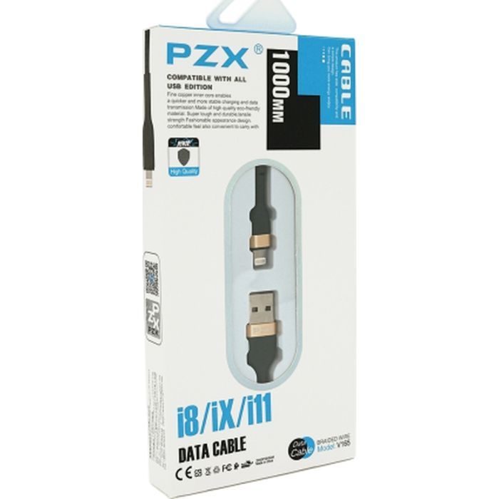 Дата кабель USB 2.0 AM to Lightning 1.0m 3.0A black gold PZX (V-165) зображення 5