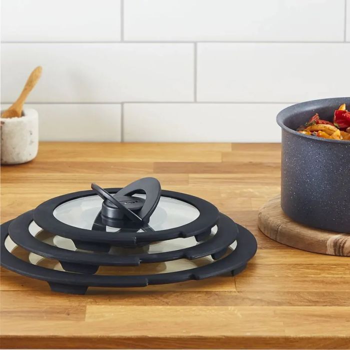 Крышка для посуды Tefal Ingenio, набір 3 шт, скло, пластик, чорний (L9849053) изображение 3
