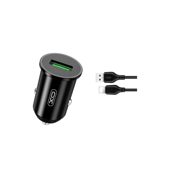 Зарядное устройство XO USB QC3.0 18W + cable USB to Lightning black (TZ12-L-BK)