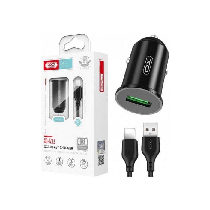 Зарядное устройство XO USB QC3.0 18W + cable USB to Lightning black (TZ12-L-BK) изображение 2