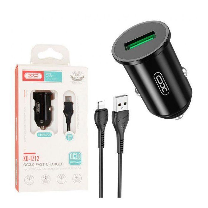 Зарядное устройство XO USB QC3.0 18W + cable USB to Lightning black (TZ12-L-BK) изображение 3