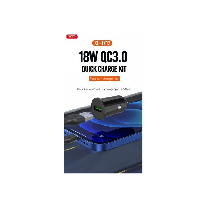 Зарядное устройство XO USB QC3.0 18W + cable USB to Lightning black (TZ12-L-BK) изображение 4