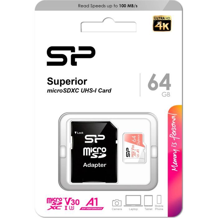 Карта пам'яті Silicon Power 64GB microSDXC class 10 UHS-I U3 V30 A1 Superior (SP064GBSTXDV3V20SP) зображення 3