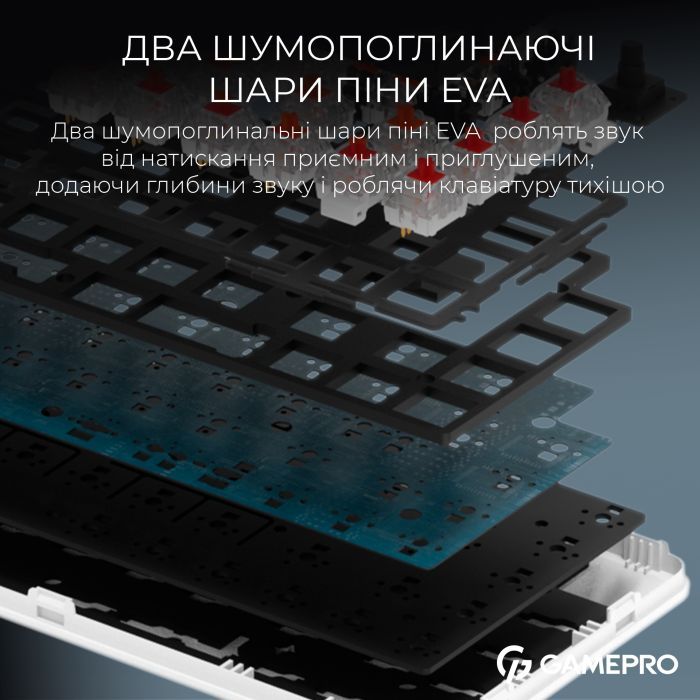 Клавіатура GamePro Asgard Valhalla MK210W Pro 65 RGB Wireless/Bluetooth/USB White (MK210W Pro) зображення 10