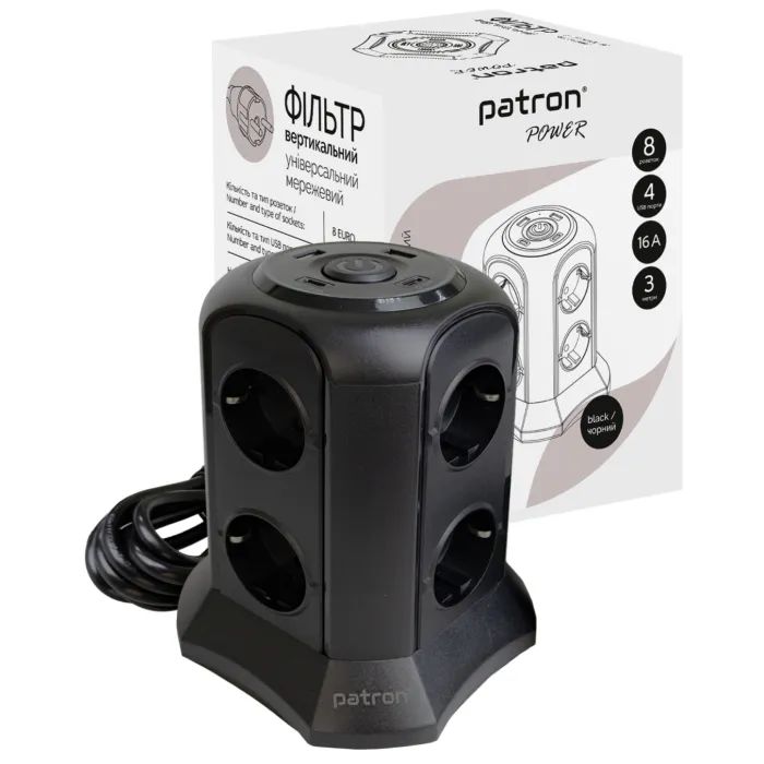 Мережевий фільтр живлення Patron SP-1683-USBT