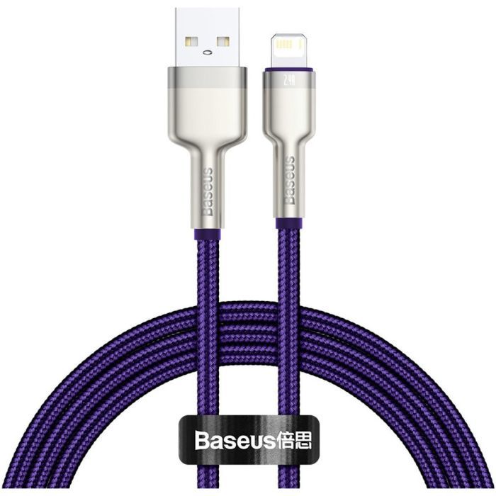 Дата кабель USB 2.0 AM to Lightning 1.0m 2.4A metal purple Baseus (CALJK-A05)
