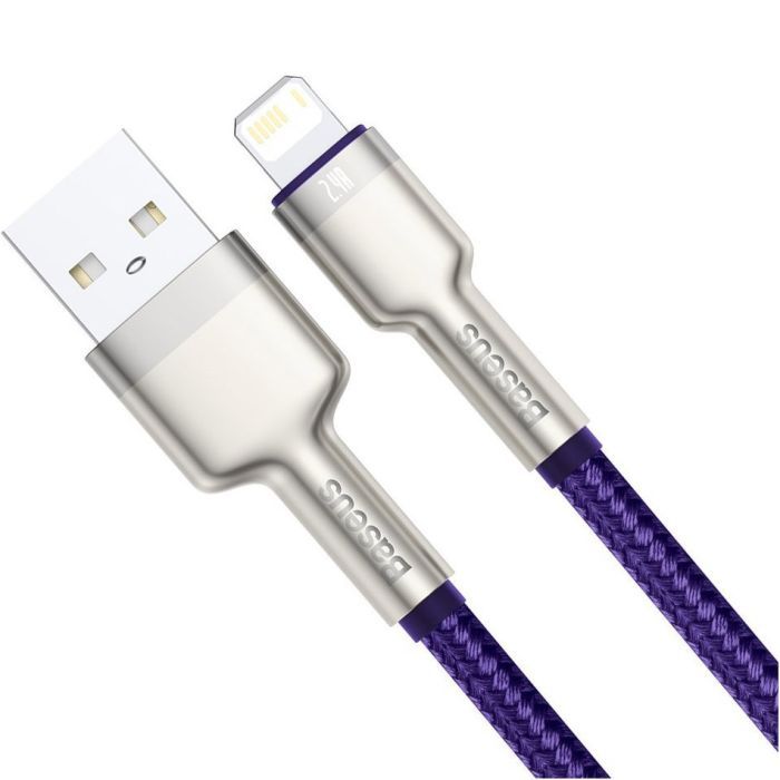 Дата кабель USB 2.0 AM to Lightning 1.0m 2.4A metal purple Baseus (CALJK-A05) зображення 2