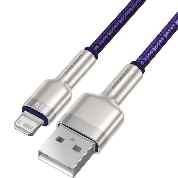 Дата кабель USB 2.0 AM to Lightning 1.0m 2.4A metal purple Baseus (CALJK-A05) зображення 3