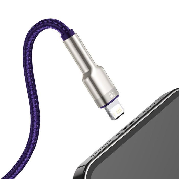 Дата кабель USB 2.0 AM to Lightning 1.0m 2.4A metal purple Baseus (CALJK-A05) зображення 5