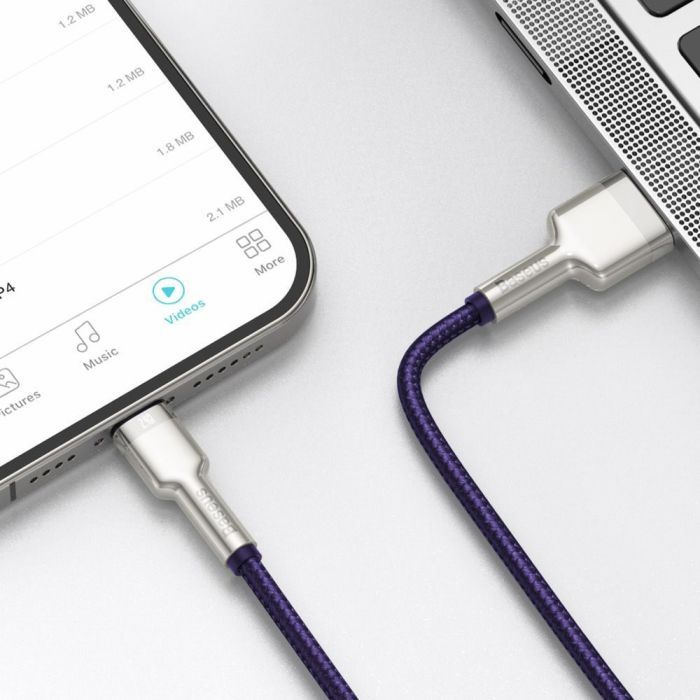 Дата кабель USB 2.0 AM to Lightning 1.0m 2.4A metal purple Baseus (CALJK-A05) зображення 6