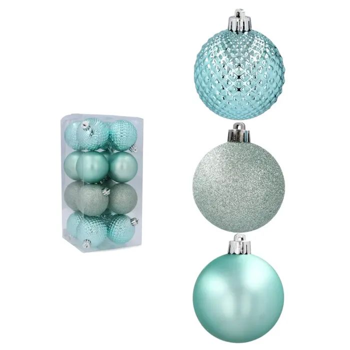 Елочная игрушка Chomik пластикові кульки 16 шт, 6 см, мікс бірюзові (5900779832602_1) изображение 3