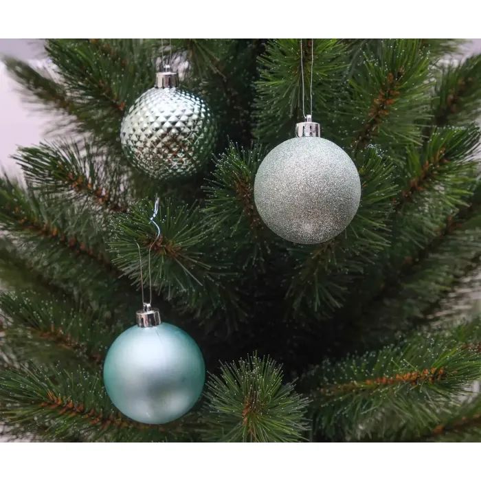 Елочная игрушка Chomik пластикові кульки 16 шт, 6 см, мікс бірюзові (5900779832602_1) изображение 4