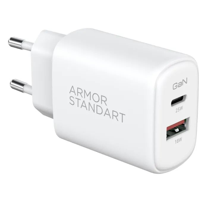 Зарядний пристрій Armorstandart 1xUSB-C PD20W + 1xUSB QC3.0 GaN white (ARM87067) зображення 4