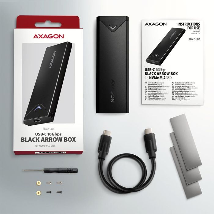 Кишеня зовнішня AXAGON USB-C 10Gbps metal box for M.2 NVMe SSD BLACK ARROW (EEM2-UB2) зображення 4
