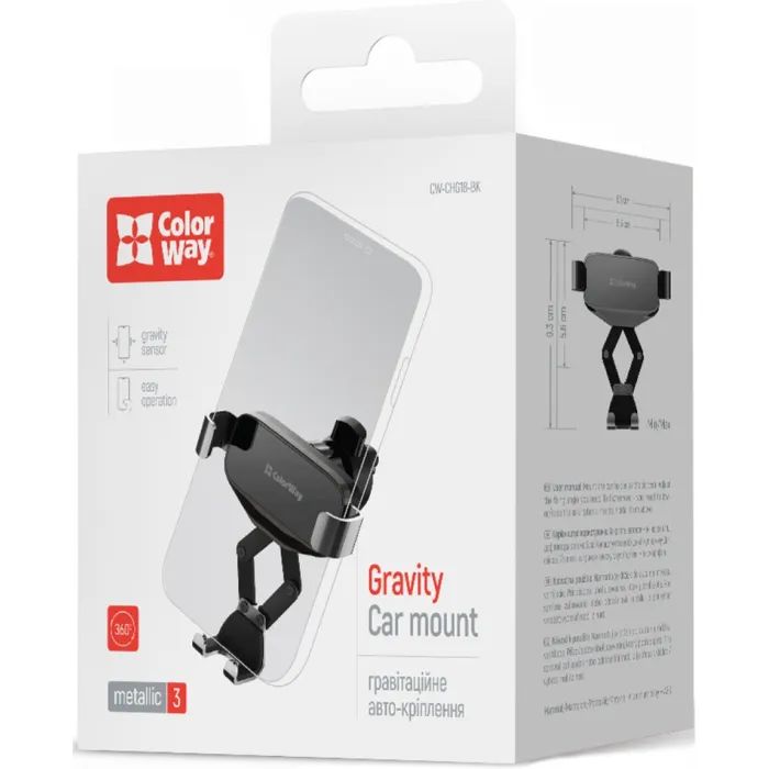 Универсальный автодержатель ColorWay Gravity Mechanical Car Mount Black (CW-CHG18-BK) изображение 6