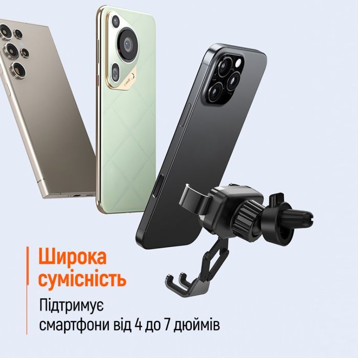 Универсальный автодержатель ColorWay Gravity Mechanical Car Mount Black (CW-CHG18-BK) изображение 8