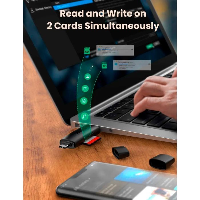 Зчитувач флеш-карт Ugreen USB-C + USB to TF/SD 3.0 CM304 black (80191) зображення 4