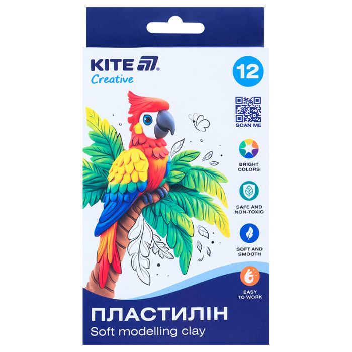 Пластилин Kite Creative восковий, 12 кольорів, 200 г. Kite Creative (K-086)