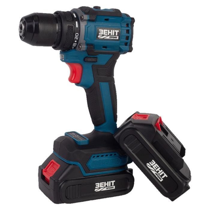 Шуруповерт Зеніт Профі ЗША-20/2 Li BL, 20V TekPower, 2x1.5Ah (854605)